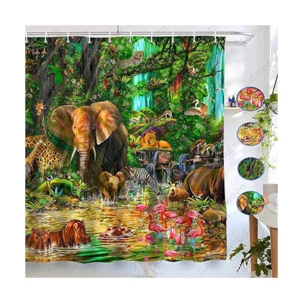 Gdmoon YLWHGD546 Cortina de ducha de animales tropicales