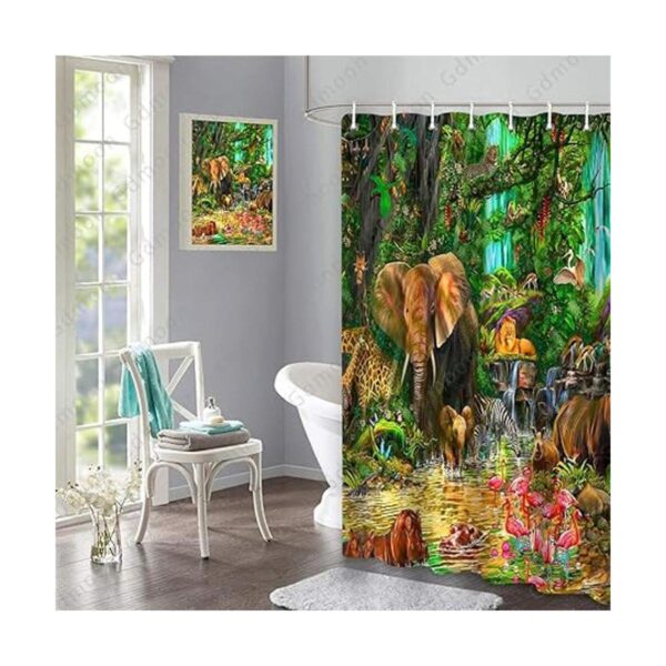 Gdmoon YLWHGD546 Cortina de ducha de animales tropicales