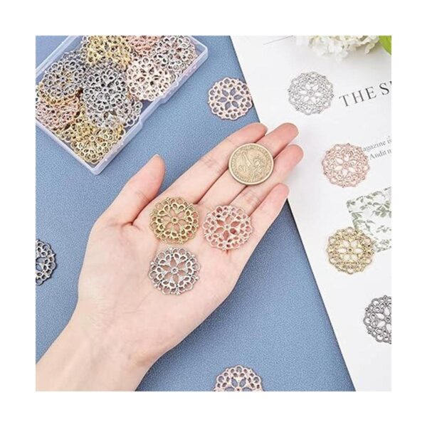 PH PandaHall 6 colores 60pcs flor filigrana conector