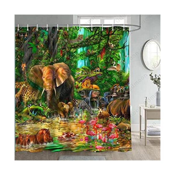 Gdmoon YLWHGD546 Cortina de ducha de animales tropicales