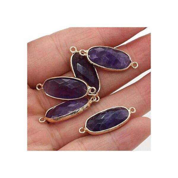 LE SKY 5 unids conectores de piedra natural facetado oval_3