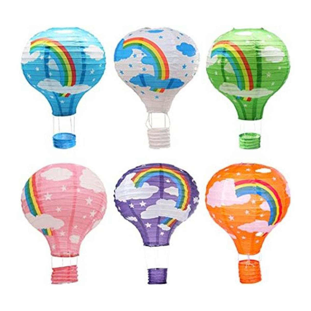 Famgee Juego de 6 faroles de papel colgantes de globos de