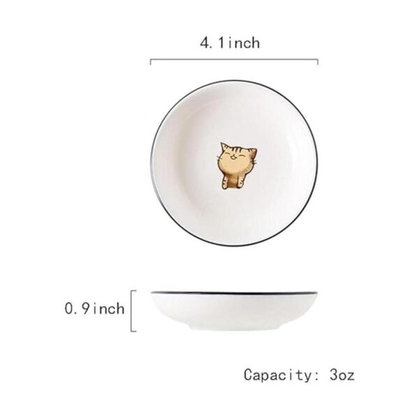 FUYU 6pcs Lindo Gato Multiusos Cerámica Salsa Plato