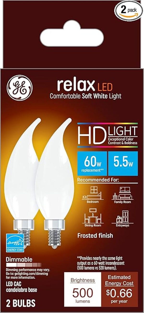 GE Relax Bombillas decorativas LED de 5.5 W equivalente_1