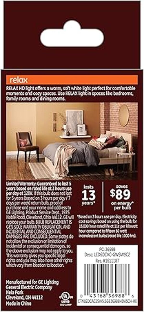 GE Relax Bombillas decorativas LED de 5.5 W equivalente_3