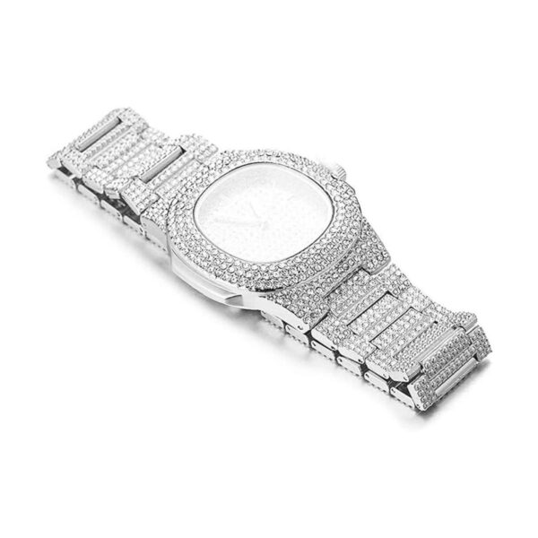 Halukakah Reloj de oro con diamantes helados pulsera de_4