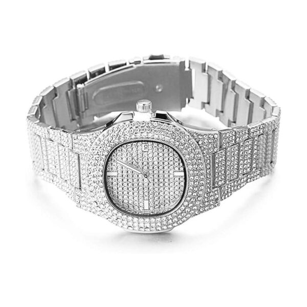 Halukakah Reloj de oro con diamantes helados pulsera de_5