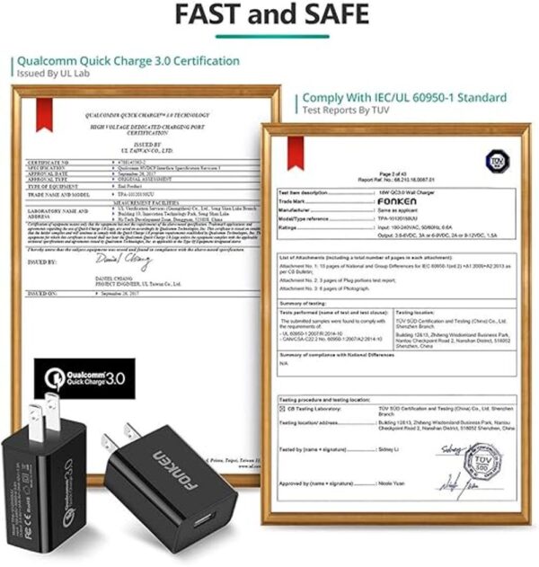 FONKEN Cargador de pared USB de 18 W y 3 A carga rápida_4