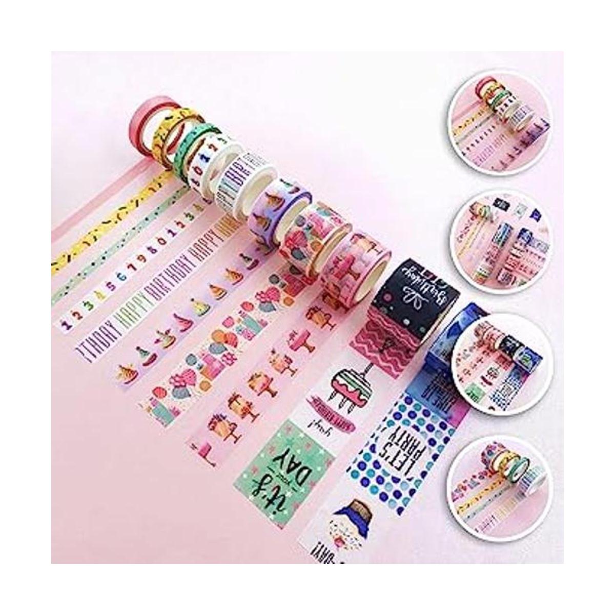 Juego de cintas Washi con temática de feliz cumpleaños