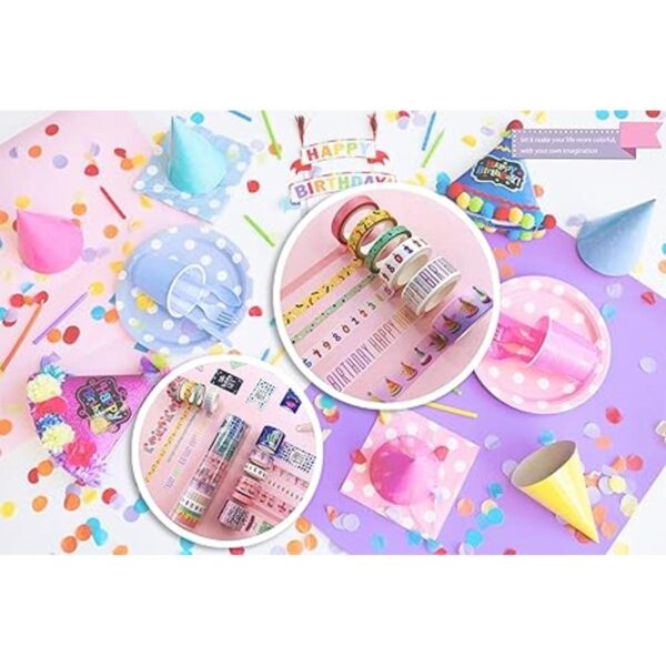 Juego de cintas Washi con temática de feliz cumpleaños_2