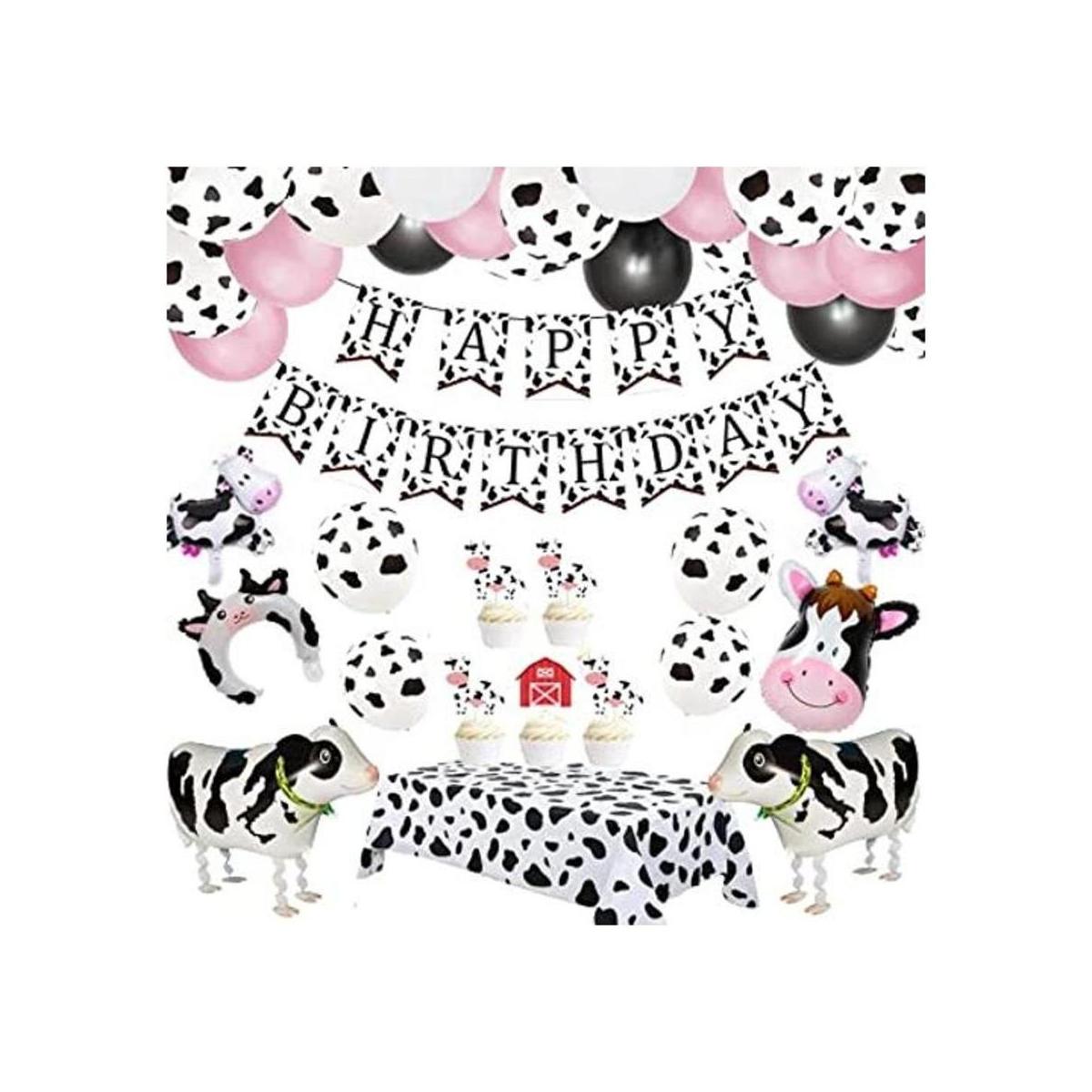 Decoración de fiesta temática de vaca 63 piezas kit de