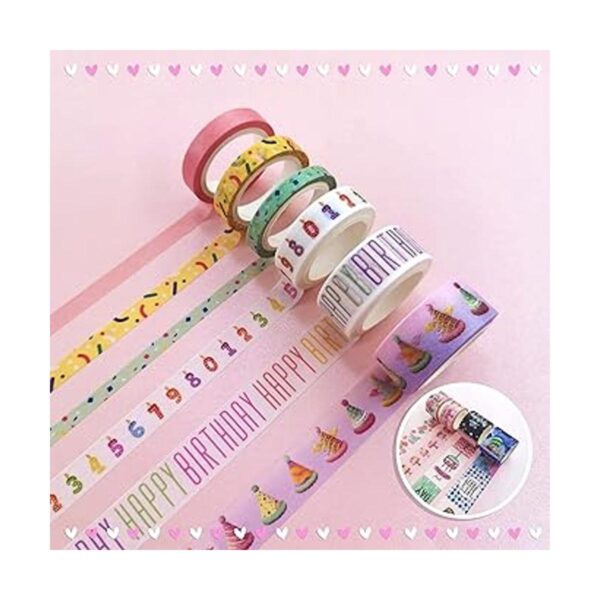 Juego de cintas Washi con temática de feliz cumpleaños_6