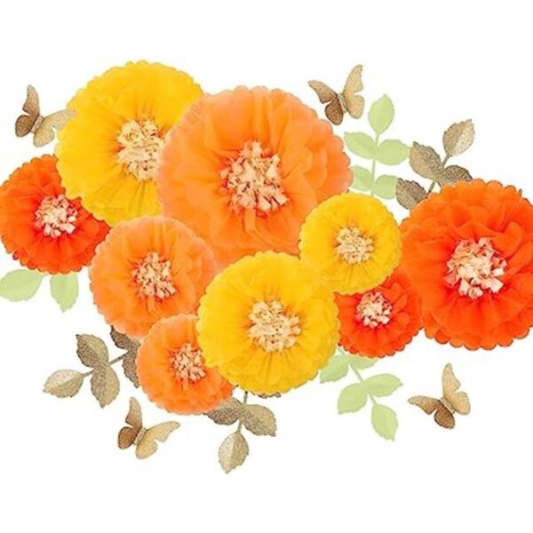 Fonder Mols Flores de papel de seda de color amarillo y