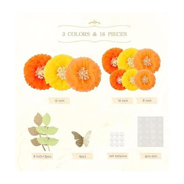 Fonder Mols Flores de papel de seda de color amarillo y