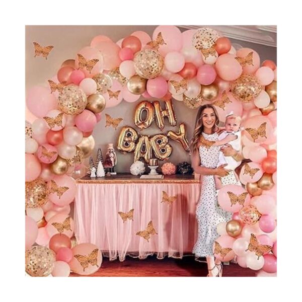 Juego de 150 guirnaldas de globos de mariposa rosa oro_5
