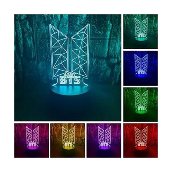 Kpop BTS Bangtan Lámpara de mesa LED 3D con ilusión