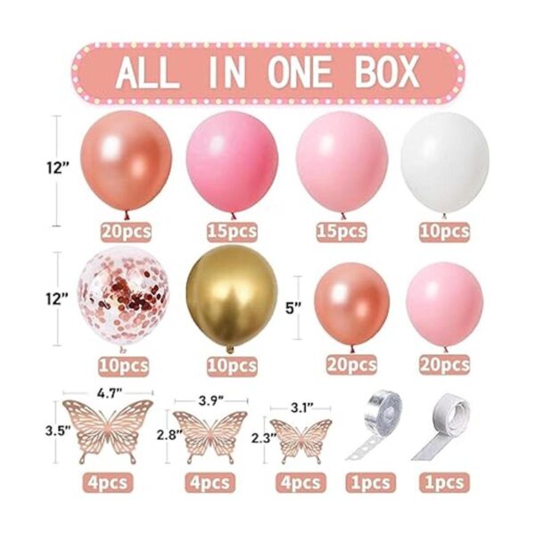 Juego de 150 guirnaldas de globos de mariposa rosa oro_4