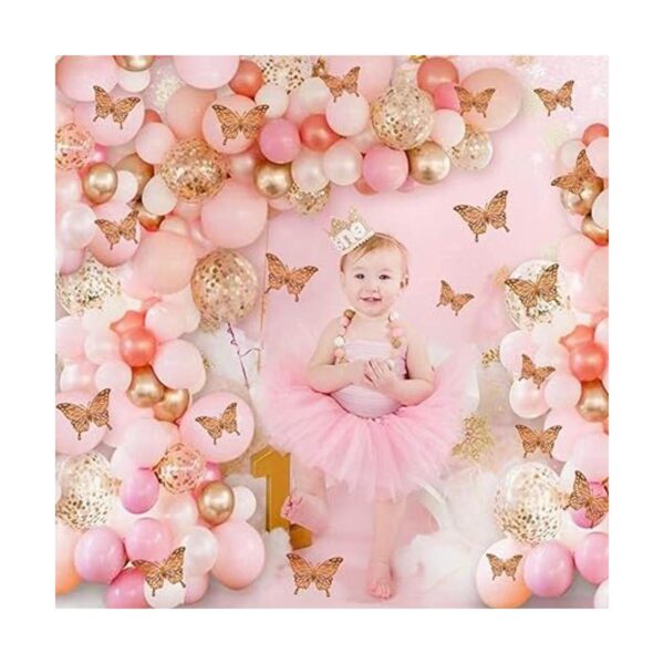 Juego de 150 guirnaldas de globos de mariposa rosa oro_2