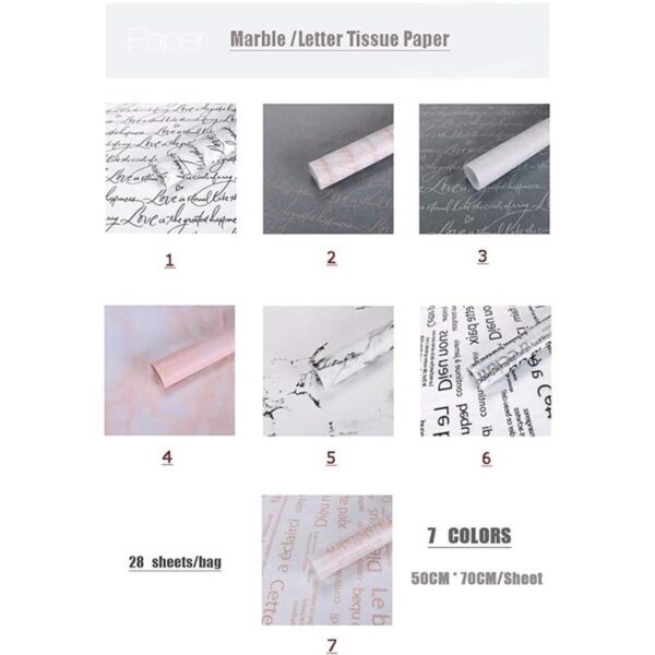 Papel de seda para envolver letras de mármol 28 hojas de