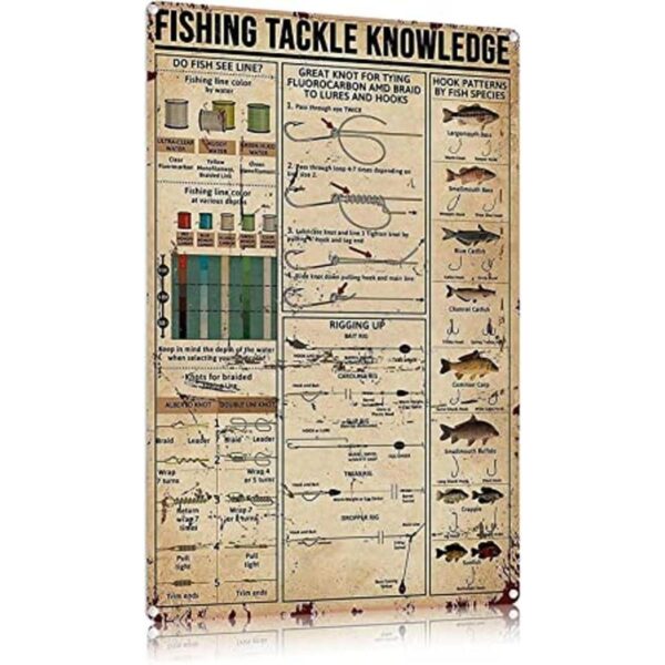 Letrero de metal retro vintage de lata para pesca con