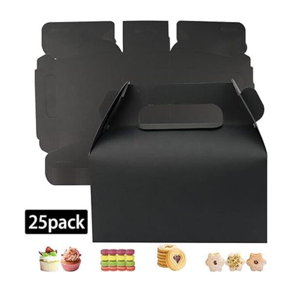 GUIFIER Paquete de 25 cajas de regalo negras con asas para