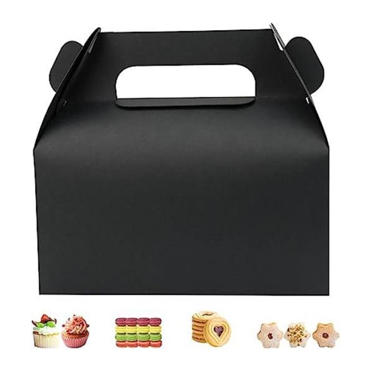 GUIFIER Paquete de 25 cajas de regalo negras con asas para