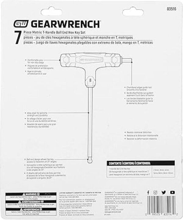 GEARWRENCH Juego de llaves hexagonales con mango en T_4
