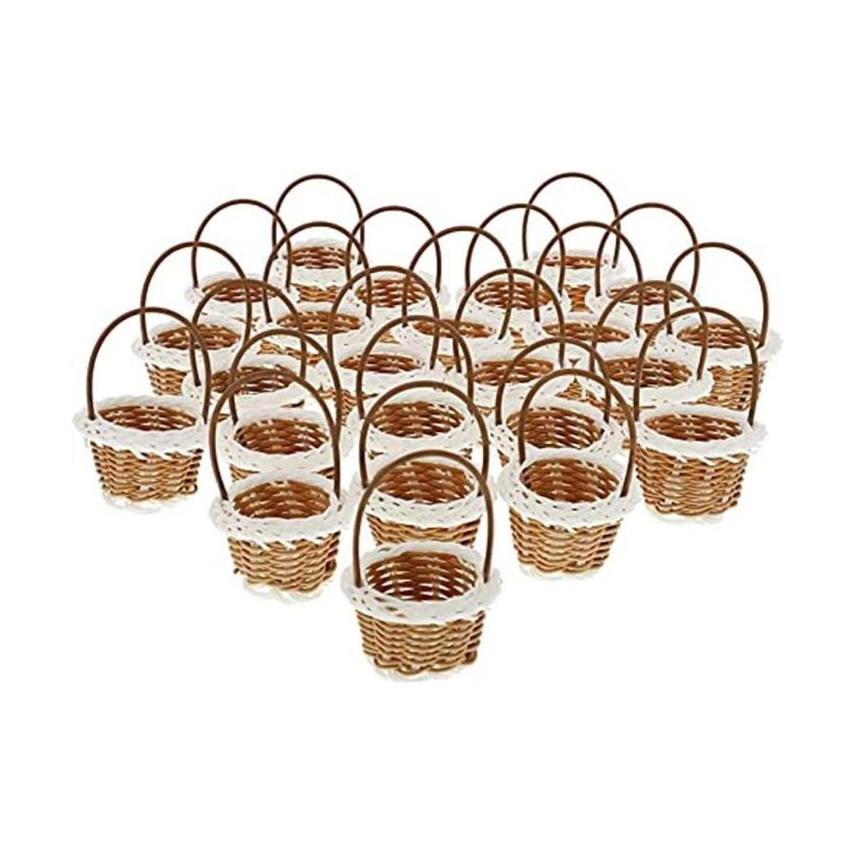 Mini cestas tejidas con asas para recuerdos de fiesta