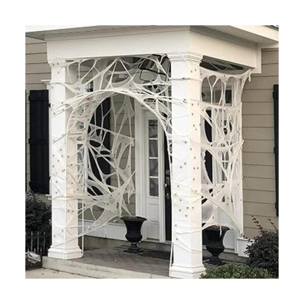 DAZONGE Decoración gigante de tela de araña de Halloween_5