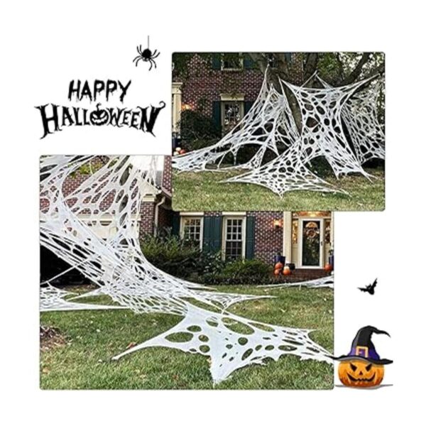 DAZONGE Decoración gigante de tela de araña de Halloween_6