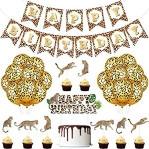 46 piezas de pancarta de leopardo de guepardo globos_1