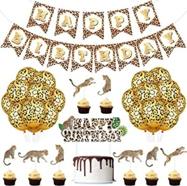 46 piezas de pancarta de leopardo de guepardo globos_1
