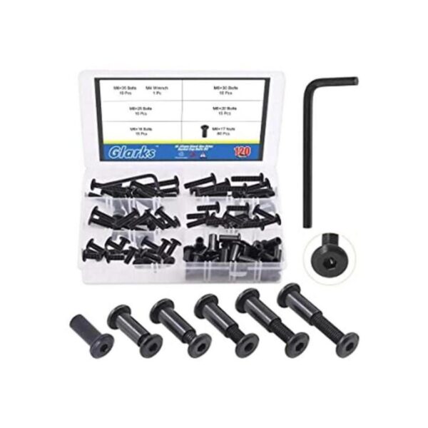 Glarks Kit de pernos de tapa hexagonal negros de 121_1