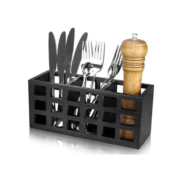 Contenedor de almacenamiento de cubiertos de madera para