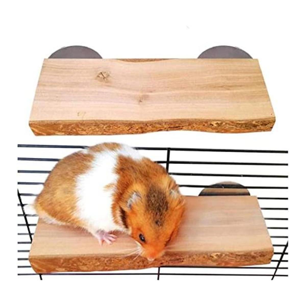 Chinchilla 2 piezas de madera natural plataforma de pie