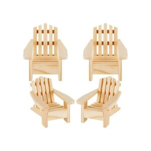 4 sillas de madera estilo Adirondack miniatura casa de_1