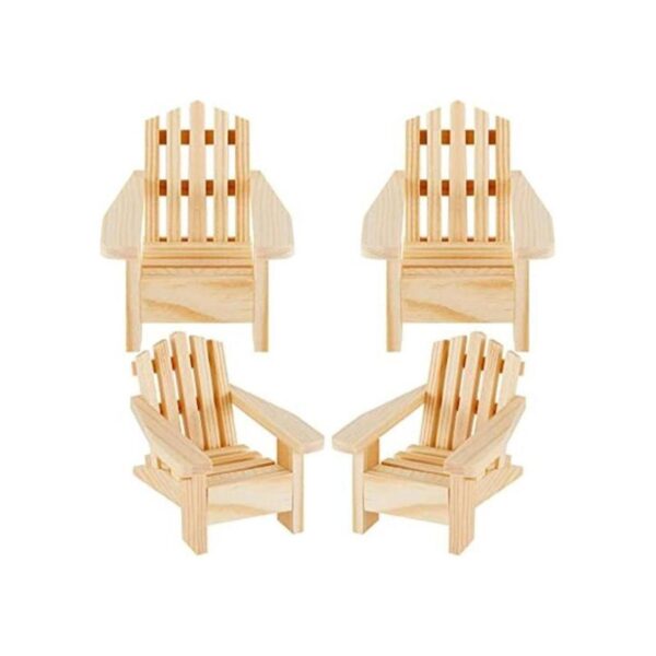 4 sillas de madera estilo Adirondack miniatura casa de_1
