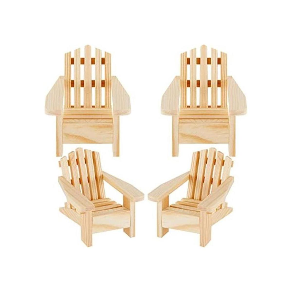 4 sillas de madera estilo Adirondack miniatura casa de