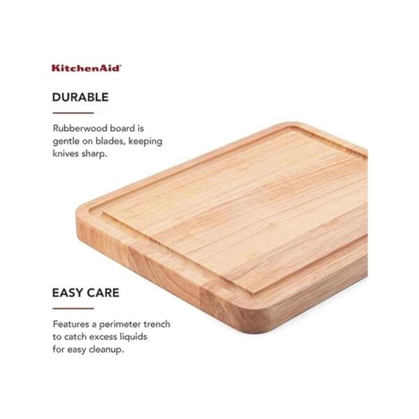 KitchenAid Tabla de cortar clásica de madera de goma con