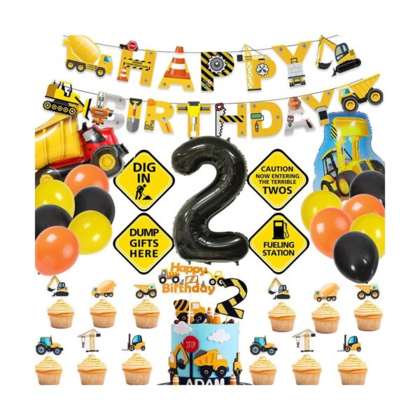 MATTTIME Construcción Cartel de 2 cumpleaños para