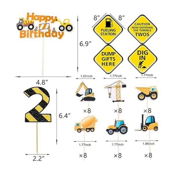 MATTTIME Construcción Cartel de 2 cumpleaños para