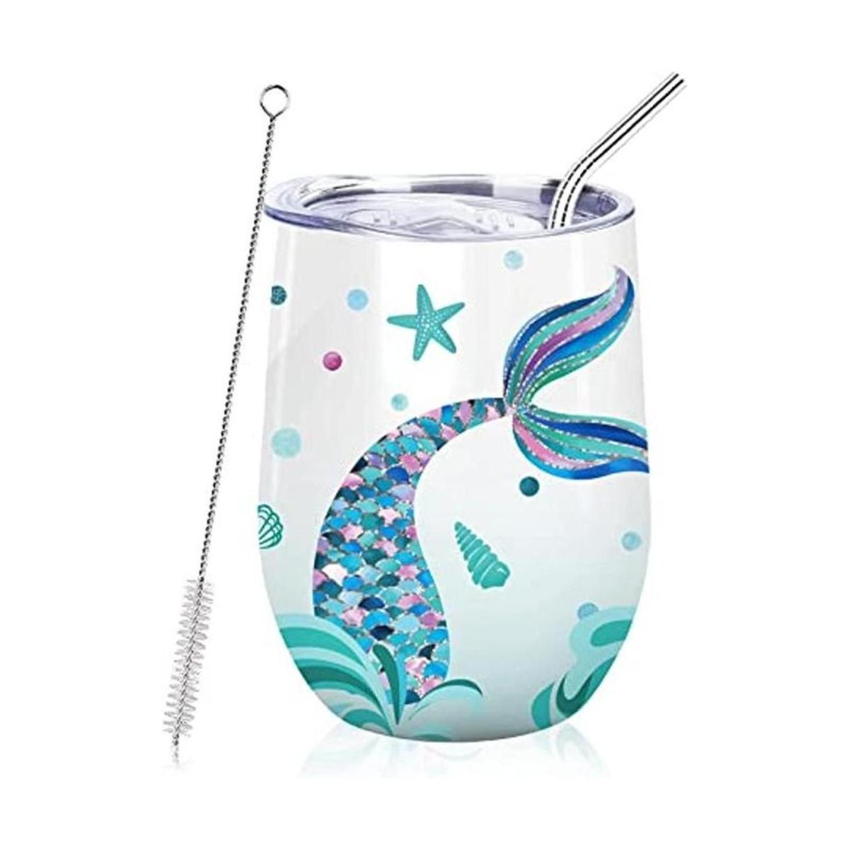 NymphFable 12oz sirena regalos para niñas vino vaso con