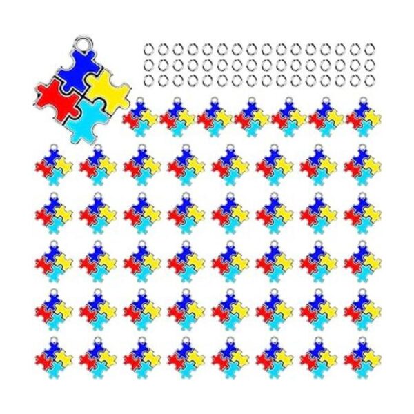 Hicarer 48 dijes para autismo con 48 anillos semiabiertos