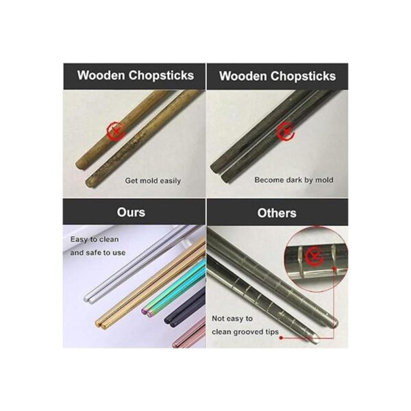 Dtdepth Palillos de acero inoxidable 5 pares de palillos