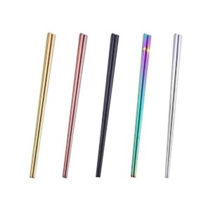 Dtdepth Palillos de acero inoxidable 5 pares de palillos