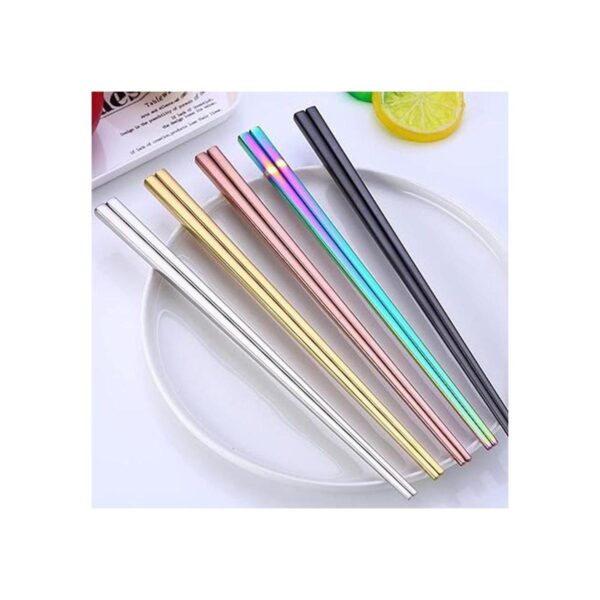 Dtdepth Palillos de acero inoxidable 5 pares de palillos