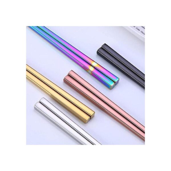 Dtdepth Palillos de acero inoxidable 5 pares de palillos