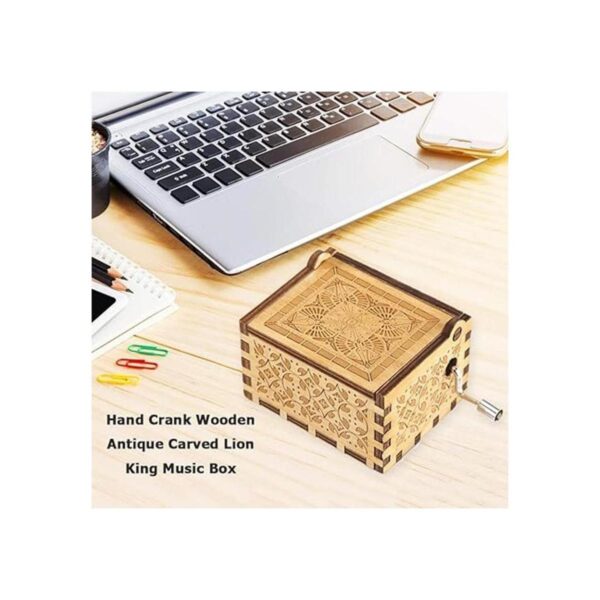 Jofanvin Caja de música de madera con manivela grabada