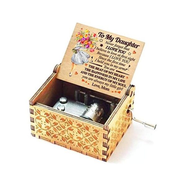 Jofanvin Caja de música de madera con manivela grabada