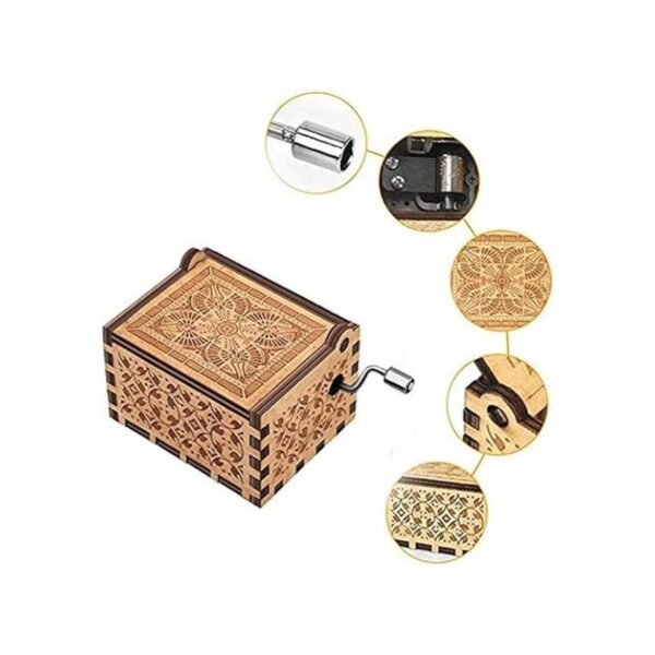 Jofanvin Caja de música de madera con manivela grabada